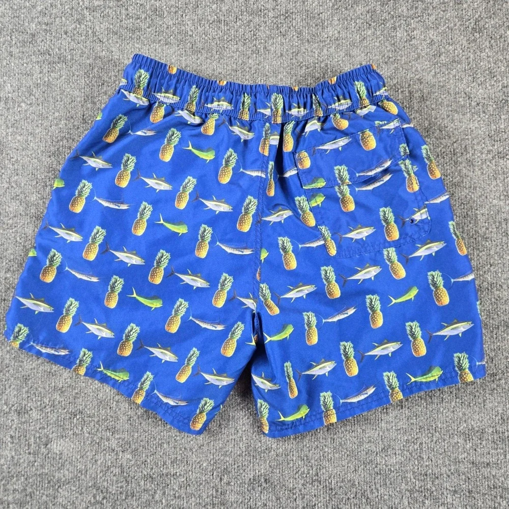 Tormenter Swim Trunks Mens Small Blue Pineapple Fish Board Shorts swim